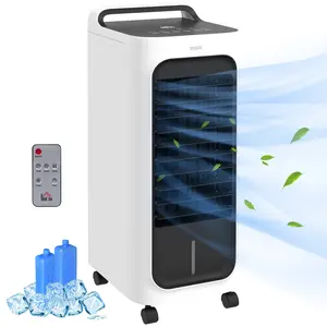Summervibes[FORMA GRAIN]HOMCOM 26" Evaporative Air Cooler with Ice Packs, 3-In-1 Ice Cooling Fan, Portable Swamp Cooler with Water Tank, Timer, 90° Oscillating, Remote, for Home Office Bedroom