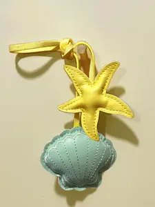 Ocean-Themed PU Leather Starfish & Seashell Keychain/Keyring Starfish & Seashell Bag Charm Adjustable Leather Strap Shell Star Lanyard Beach Coastal Decor Starfish Seashell Pendant Hanging Rope Backpack Bag Accessories for Summer BeachVibes CoastalStyle