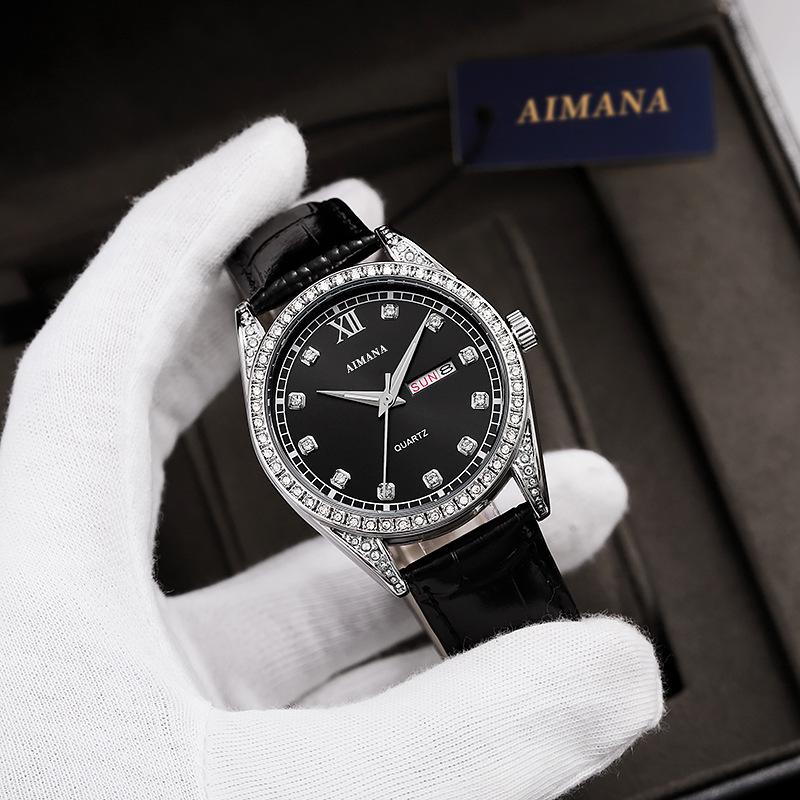 Swiss Luxury Men's Watch - Log Series Diamond Dial Luminous Quartz Wristwatch, Waterproof Business Classic