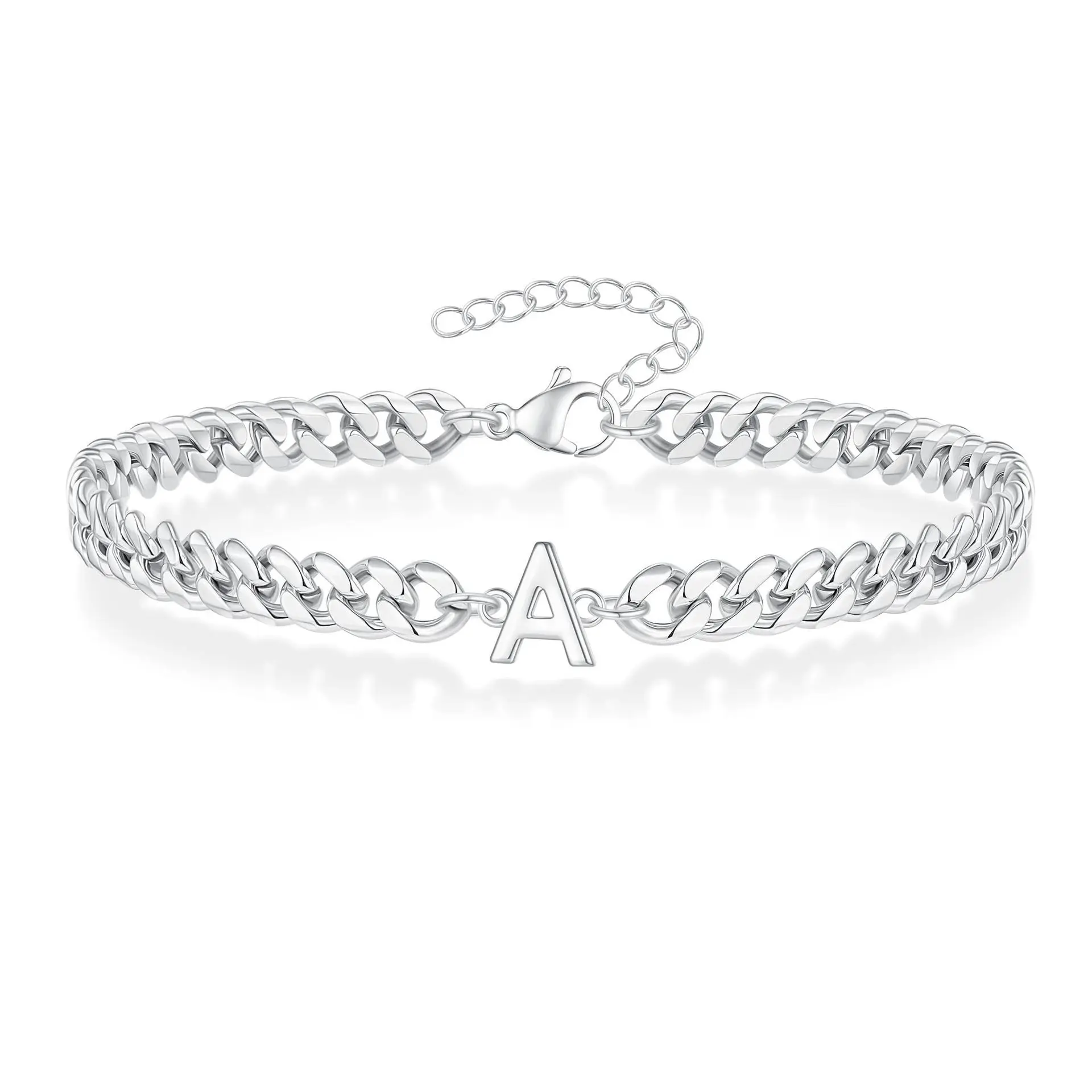 26 men's and women bracelets with English initials, stainless steel , couple Cuban bracelets and jewelry.