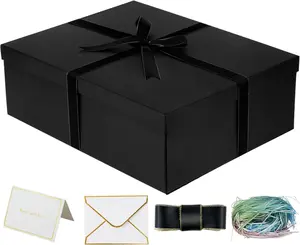 Large  Box 16.5x13x5.5 inches,Black Boxes for Presents,Birthday,Valentine's Day,Mother's Day,Christmas,Anniversary
