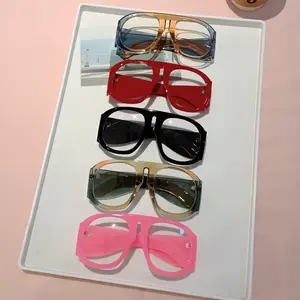 Cross-border new European and American versatile large frame personalized contrasting color anti-blue glasses Internet celebrities with the same street shot thin flat mirror