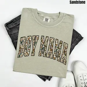 Varsity Camo Boy Mama Comfort Colors T-Shirt 'NLB'