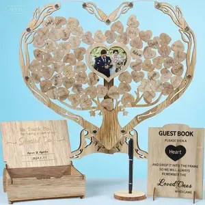 Rustic Wooden Wedding Keepsake with Heart Frame, Personalized Guest Book Alternative, Heart-Shaped Drop Box for Wedding Party Decor, Unique Birthday Gift Idea, Handcrafted Souvenir for Special Events