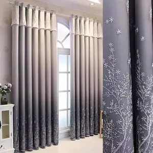 Embroidered Double Layer, Modern Simple Tree Pattern Curtain, Home Decorative Curtain for Living Room Bedroom, Home Decor, Home Decoration Curtain