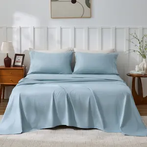 LITANIKA Organic Cotton Percale Sheet Set Crisp Breathable Bed Sheets Cooling Cotton Bedding Set Soft Lightweight Queen King Aesthetic Bedroom Hotel Luxury Sheets