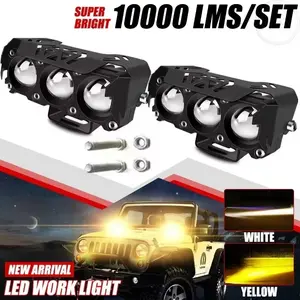 Dual Color Hi/Low Beam LED Spotlight Fog Lamps For Motorcycle Car Trucks SUV UTV External Scooters HeadlampsFine,Mini Lens Headlight Work light Driving Light