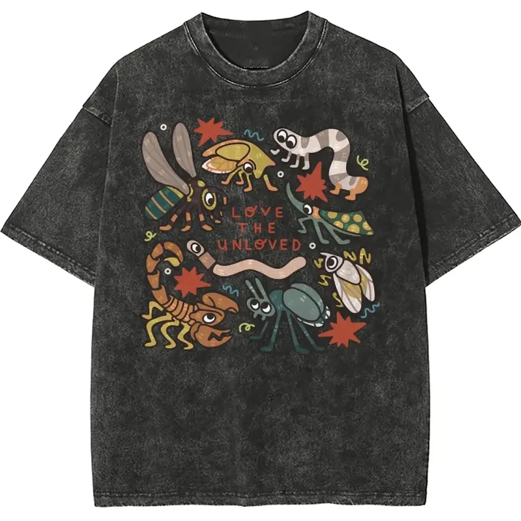 Washed Cotton Love The Unloved Insect Lover Shirt Oversize Unisex graphic tees Unisex Fit Batik y2k fashion Streetwear Casual Top Trending Classic Gift