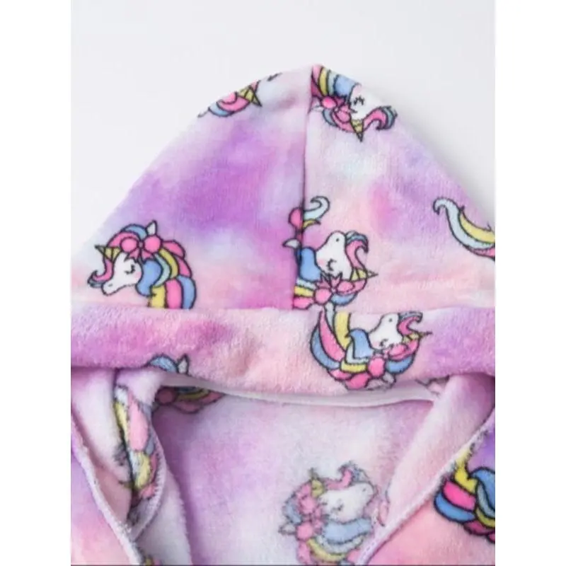 Girls' Fashion Unicorn Hooded Bathrobe, Ultra-Soft Flannel Warm Sleepwear, Cute Cartoon Pajamas, Essential Home Bathroom Wear, Fluffy Pajamas Girls' Fashion Unicorn Hooded Bathrobe, Ultra-Soft Flannel Warm Sleepwear, Cute Cartoon Pajamas, Essential Home Bathroom Wear, Fluffy Pajamas