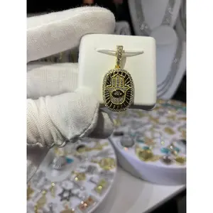 Vermeil Moissanite Hamsa Hand Medallion Pendant