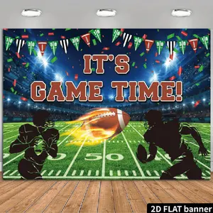 1PC,2D Flat American Football Theme Party Backdrop, Sports Event Decoration Background Board, Children's Birthday Party Photo Backdrop, Stadium - Style Party Decoration Curtain, Festival Event Shoot, Banners, Flat Banner