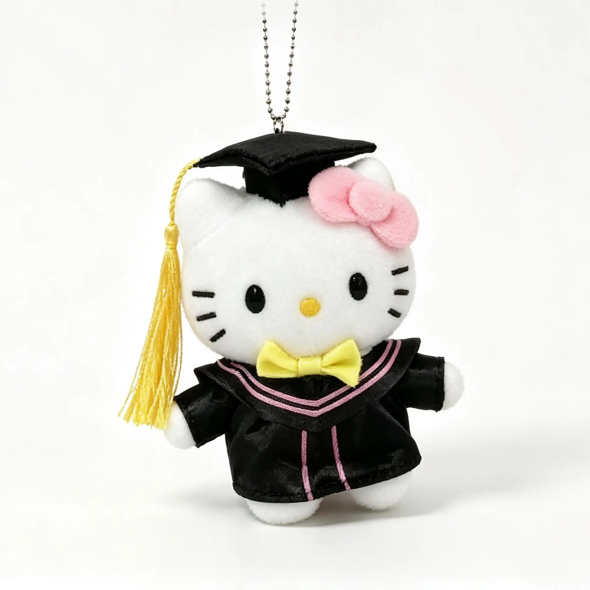 Sanrio Hello Kitty Graduation Plush Keychain - Cap Gown Design, Soft Plush Material, Sturdy Metal Ring, Ideal for Backpacks/Keys, Graduation Keepsake Gift for Girls