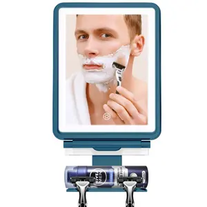 Shower Mirror, 6.2" W x 8" H, Fogless for Shaving with Squeegee to Keep Clean or Remove Foggy Mess, Two Mounting Solution, Dimmable Lighting (3 Color Setting)