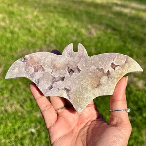 Pink Amethyst Bat Crystal Carving