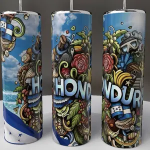 Honduras Lindo Tumbler Cup - Colorful Design with Tropical and Cultural Elements