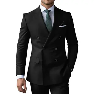 Mens Double Breasted Suits Men’s 3 Piece Slim Fit Suit for Men Business Wedding Tuxedo Solid Blazer Vest Pants