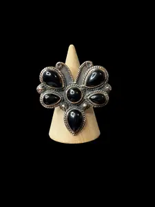 Copper & Black Onyx Dragonfly Ring - Adjustable