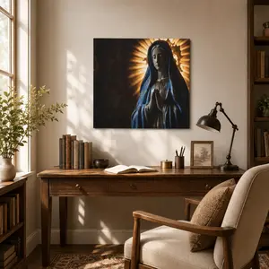 Decorative Canvas 3:4--virgin Mary blue mantle art print(Customizable design available)