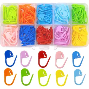 150 count Colorful Plastic Locking Stitch Markers for Knitting, Crochet, DIY - 10 Colors with Storage Box
