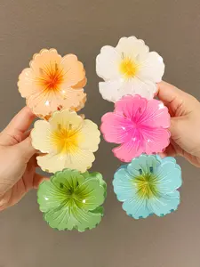6pcs sweet wind large color flower hair clip-female gradient pastel hair claw clip, four seasons universal, firm grip design, glossy luster, durable styling, ladies fun hair accessories