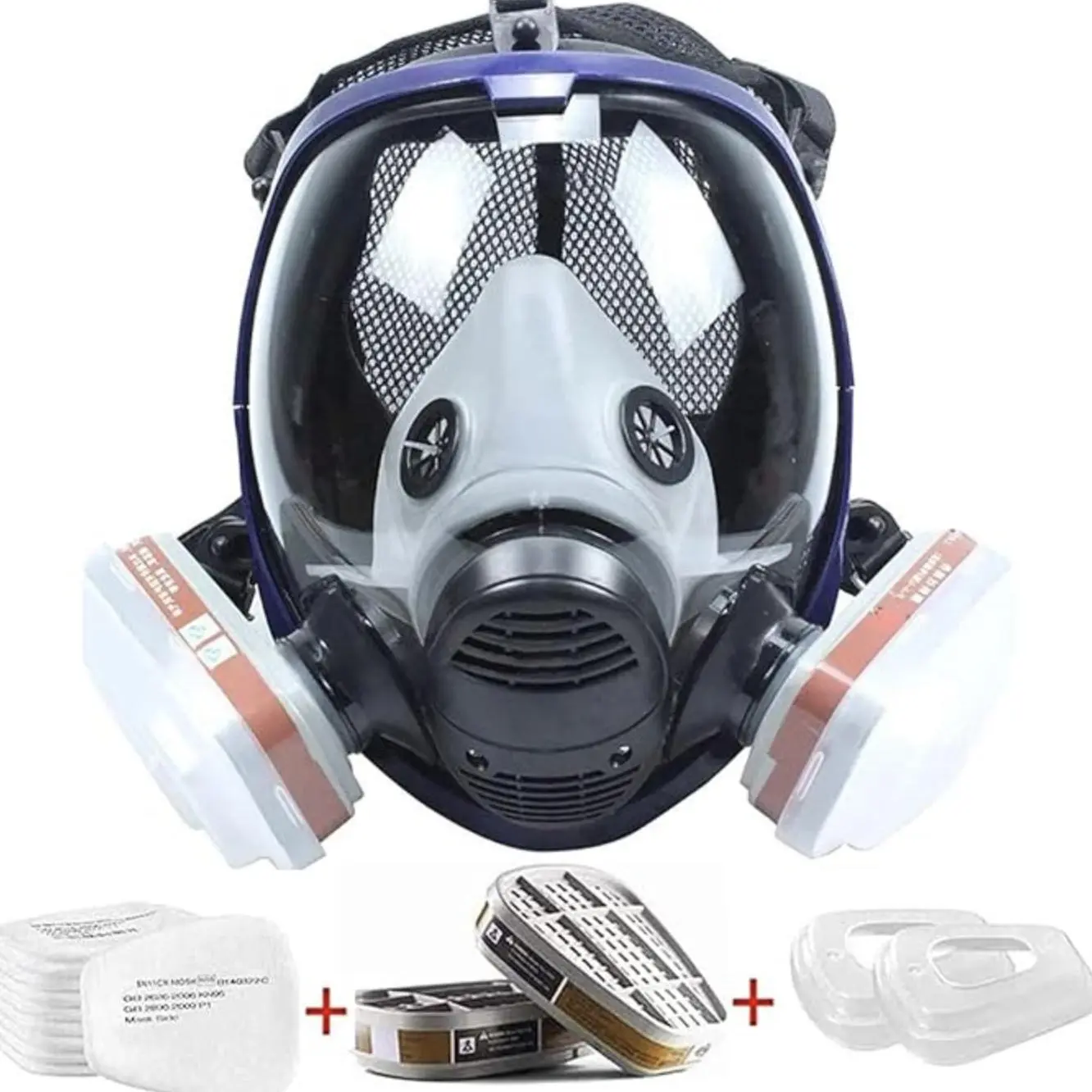 17 in 1 Set Full Face Respirator Mask with Filters, Anti-Fog Lens Anti-Gas Anti-Dust Gas Mask Against Vapours & Particles, Paint, Protective Mask, Dustproof Gasproof Mask