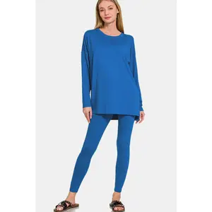 Zenana Full Size Brushed Microfiber Top and Leggings Lounge Set