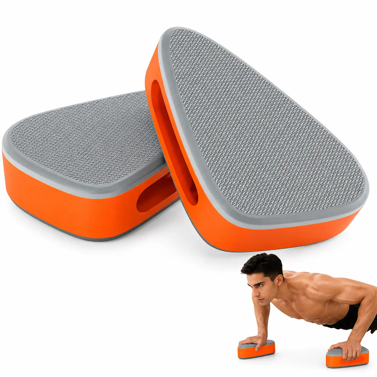 Ergonomic Push Up Bars - Reduces Wrist Pain, Functional Home Gym Strength Training Equipment for Push-Ups, Lightweight, Flexible, Non-Irritating, Palm-Perfect Fit with Support for Sliding or Crawling Workouts