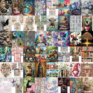 Random Style DIY Diamond Painting Kit 8/12pcs Cartoon Landscape Colorful Art for Beginners,Handcrafted Arts Crafts Decor