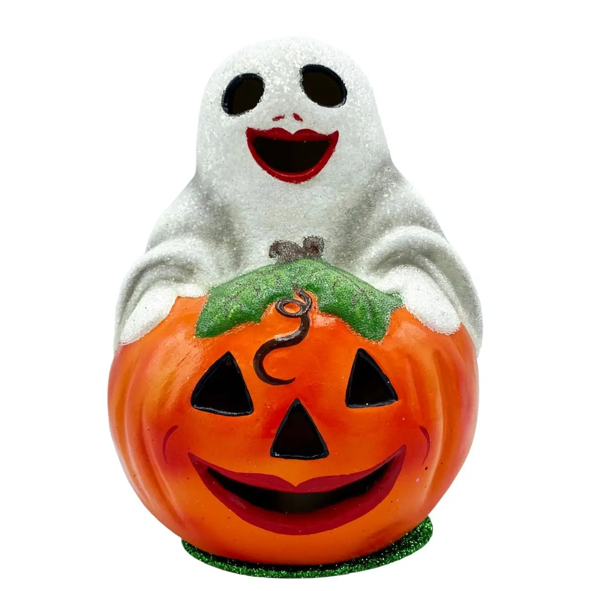 Alexander Taron 409 Ghost-on-Pumpkin Schaller Paper Mache Candy Container, 8x5.675x5.25 in, Festive Home Party Decor, Gifts