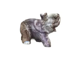 Amethyst Crazy Lace Agate Elephant Natural Crystal for Home Office Store Decor Feng Shui Strength Wisdom Good Luck Prosperity Healing Chakra Stone