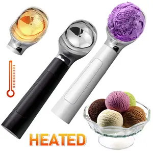 Heated Electric Ice Cream Scoop with LED Display Rechargeable 2000mAh Battery Portable Kitchen Utensil for Kids & Adults USB Rechargeable Soften Hard Ice Cream Easily Cleaned
