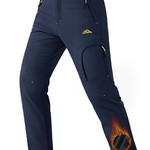 MAGCOMSEN Men's Winter Heat Trapping Pants - 5-Zip Pockets (1 Right Back Zipper Pocket), 8% Spandex, Fleece Lined, Water-Resistant, Sports Skating Snow Ski Outdoor Pants,sohochic