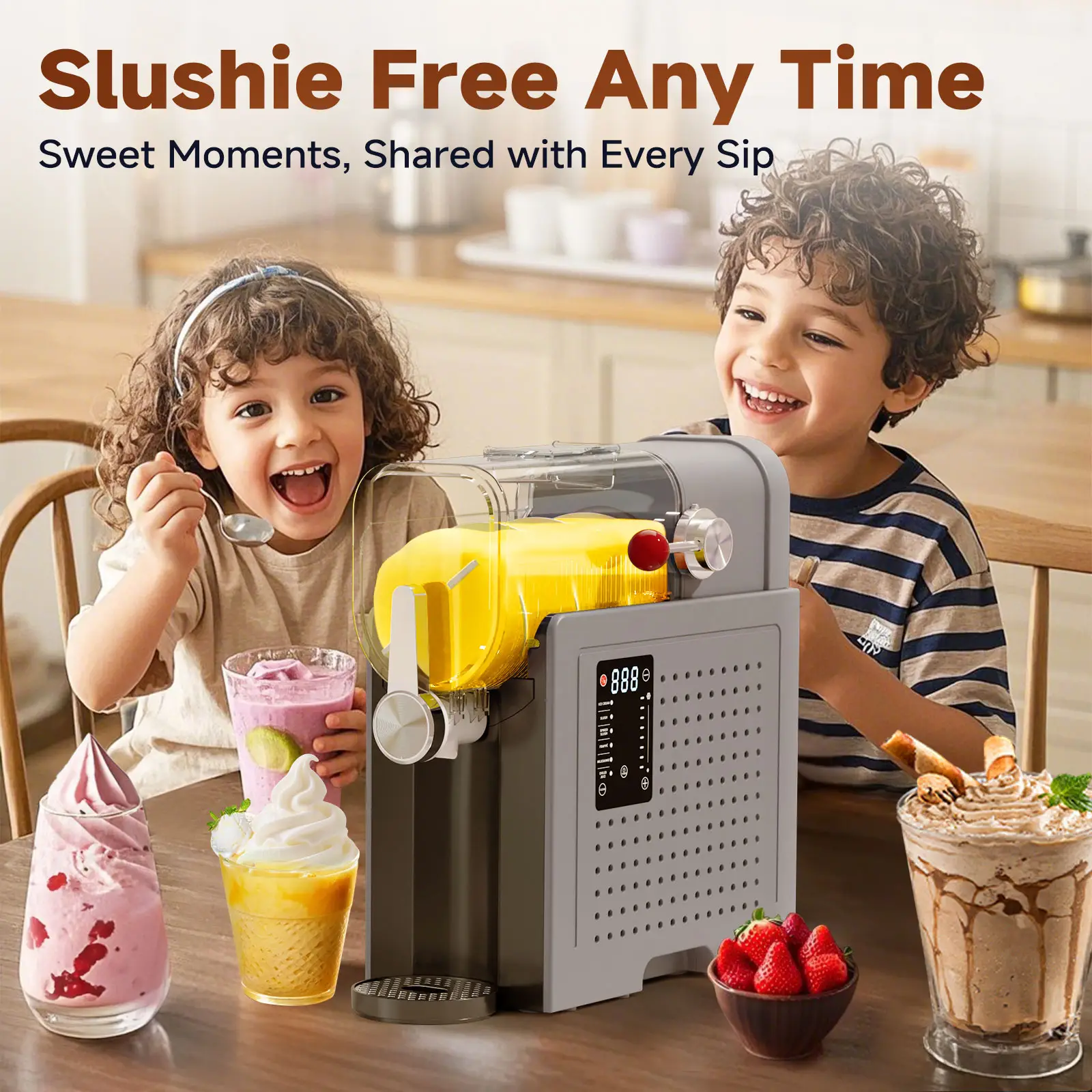 Slushie Machine / Soft Serve Ice Cream 2 in 1 Machine large capacity Frozen Drink Maker, suitable for slush, margaritas, smoothies, frappés, milkshak