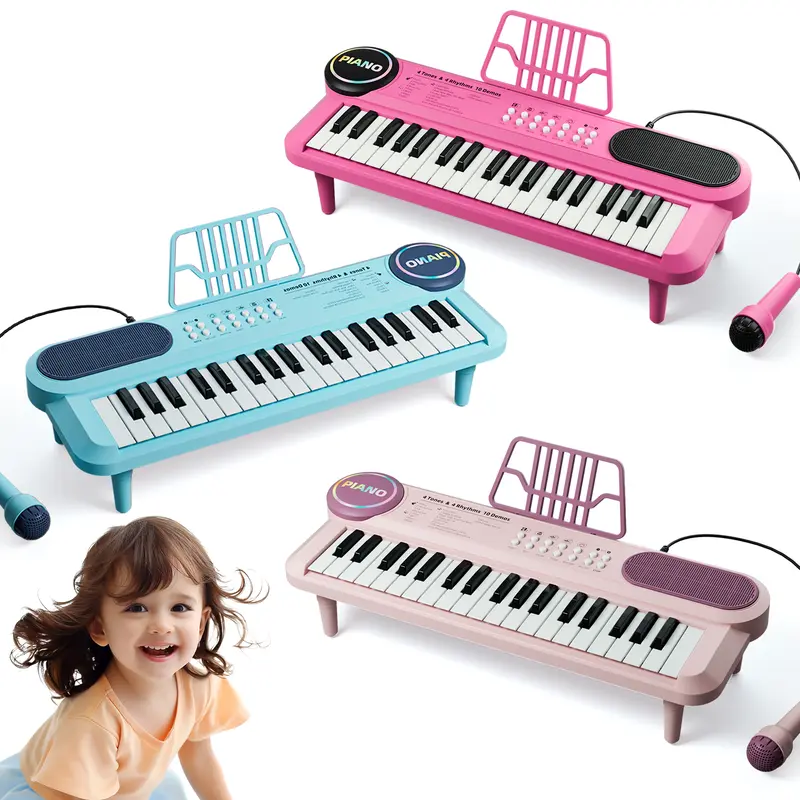 Kids' 37-Key Mini Grand Electronic Piano Keyboard Toy (A39) - BPA Free Kids Toys, Microphone, Score Stand, Interactive Sounds, Early Educational Tool, Gift for 3 Years and Up, 3–4 Years (Birthday, Christmas)