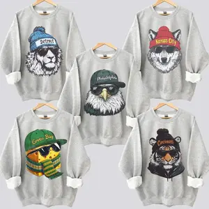 Spirit Animal Football ASH GREY SWEATSHIRT, Vintage Game Day Crewneck for Men and Women Shirt, Hometown Mascot Unisex Pullover, Gift For Fans Football Check Cotton