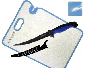 Pro 3-in-1 Set: 6.5” Fish Fillet/Boning Knife - 12” Non-slip Cutting Board - Ceramic Knife Sharpener - Stainless Steel Blade