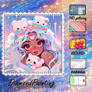 DIY 5D Flock Cloth Diamond Painting Craft Kit, Diy Kits, AB Diamonds, Fairy Dust Diamonds, Crystal Diamonds, Cute, Toy, Rainbow Diamond Embroidery, Special Craftsmanship Diamond Art Kit, Wall Decoration, Gift for Family, Lover, and Friends, Handmade Gifts