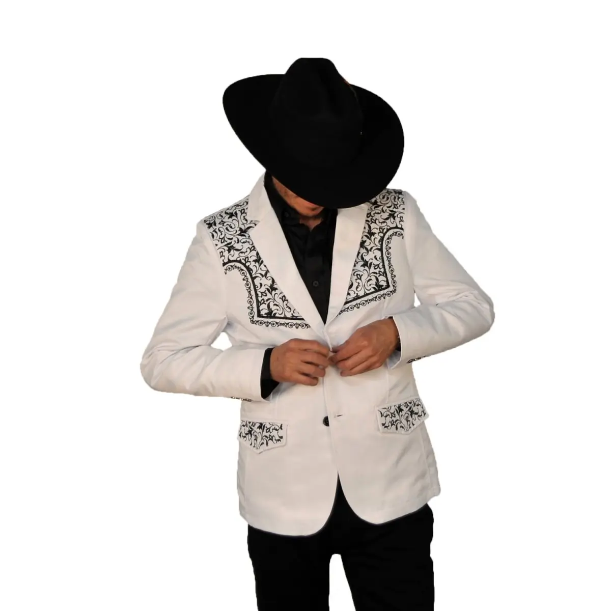 🤍Men's White Western Embroidered Blazer – Premium Cowboy Fashion Jacketr, Lamasini-513 Blanco