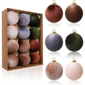 12 count  Ornaments for Christmas Tree,3.15inch Christmas Ball Ornaments,Christmas Tree Ornament  Balls,Neutral Christmas Ball Ornament, Xmas Decorative  Ornament (Multicolor)