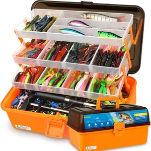 Large 4-Layer Tackle Box with Tackle Included, 547Pcs Fishing Lures Kit - Pliers, Crankbait, Hooks, Weights & Accessories - Freshwater Bass Fishing Bait Lure Gear and Equipment, Gift  Men