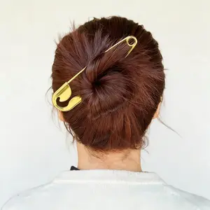 Oversized Silver Tone Metal Hair Pin, Creative Minimalist Hair Clip for Thick Hair, Stylish Back Head Barrette for Women