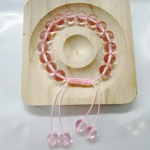 DIY Handmade Bracelet with 10mm Beads and Pink String Material Packs for Crafting Jewelry