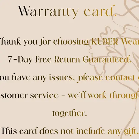 KUBER Wear, Apparel After-Sales Assurance
