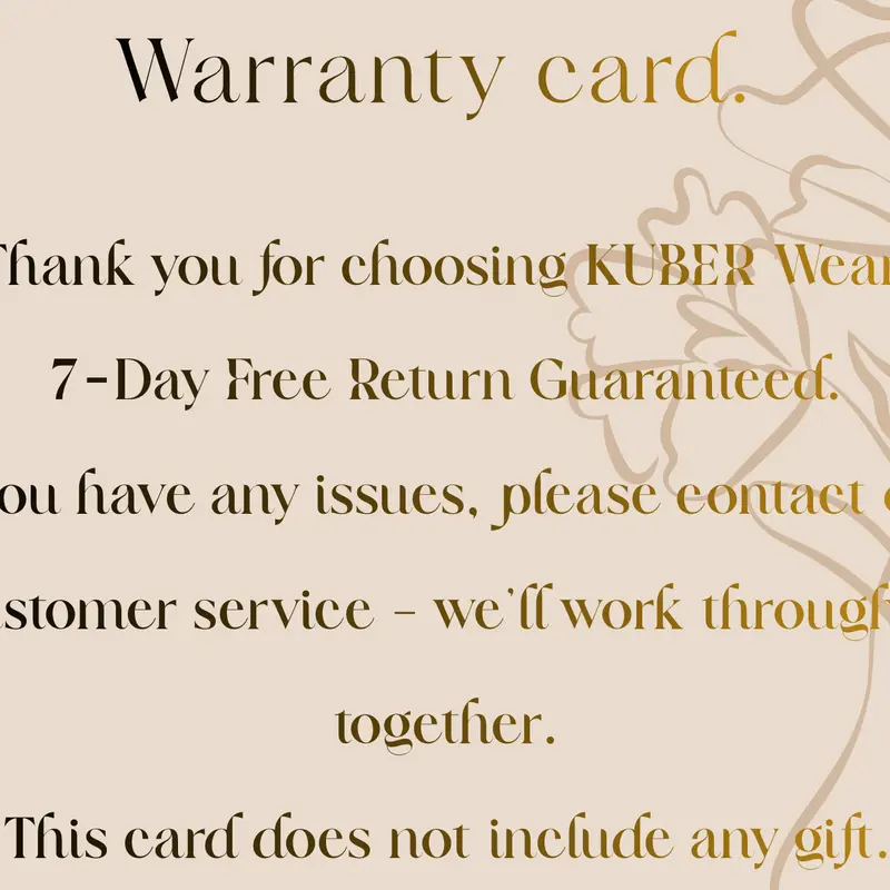 KUBER Wear, Apparel After-Sales Assurance