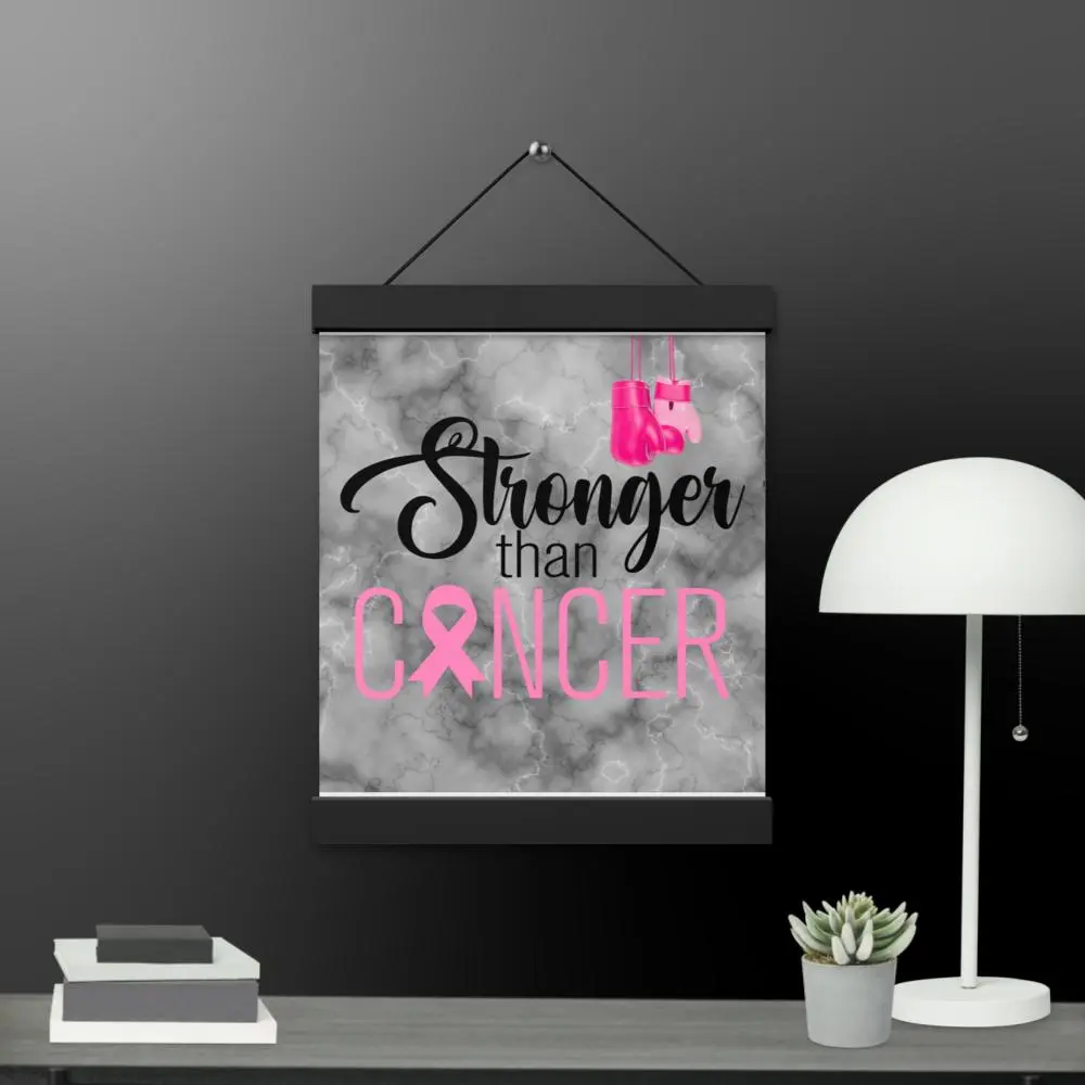 Stronger Than Cancer: Inspiring Breast Cancer Awareness Poster with Hangers - Lightweight Matte Wall Art for Women - Hangable Decoration Ornaments