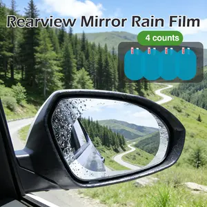 4 Counts Car Rearview Mirror Film, Anti Fog Glare Rainproof Waterproof Protective Sticker for Clear Vision