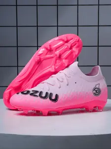 Unisex's Ombre Pink High Top Football Shoes, Breathable Comfortable Football Cleats, Football Training Shoes for All Seasons, Soccer Cleats