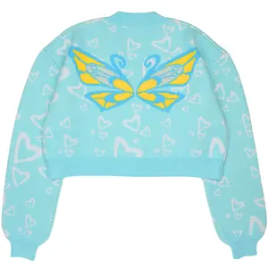 Steady Hands Bloom Cropped Knit Cardigan Winx Club Blue Yellow Fairy Fairies
