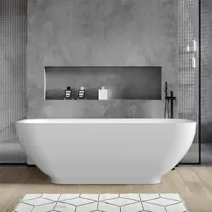 67" Freestanding Solid Surface Soaking Bathtub with Overflow RX-S14-67