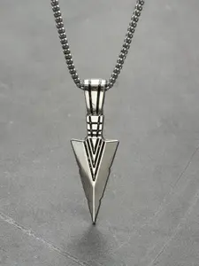 Vintage Stainless Steel Triangle Spearhead Pendant Necklace, Trendy Matching Necklace, Men's Street Casual Fashion Accessories, Necklaces Men